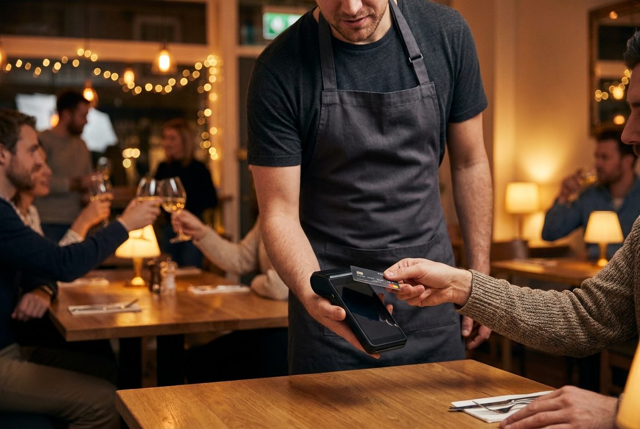 Service au restaurant avec terminal de paiement