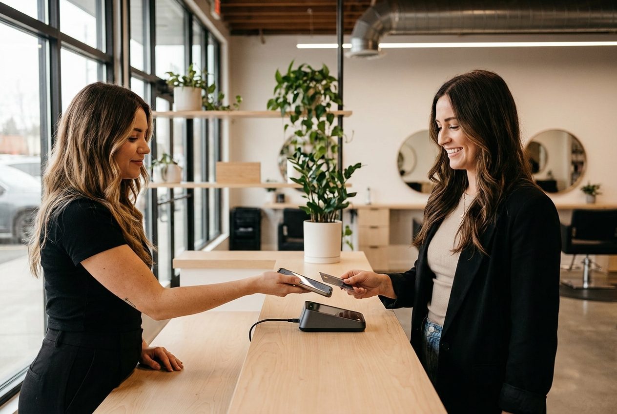 Salon de beauté équipe d'un terminal de paiement Clover